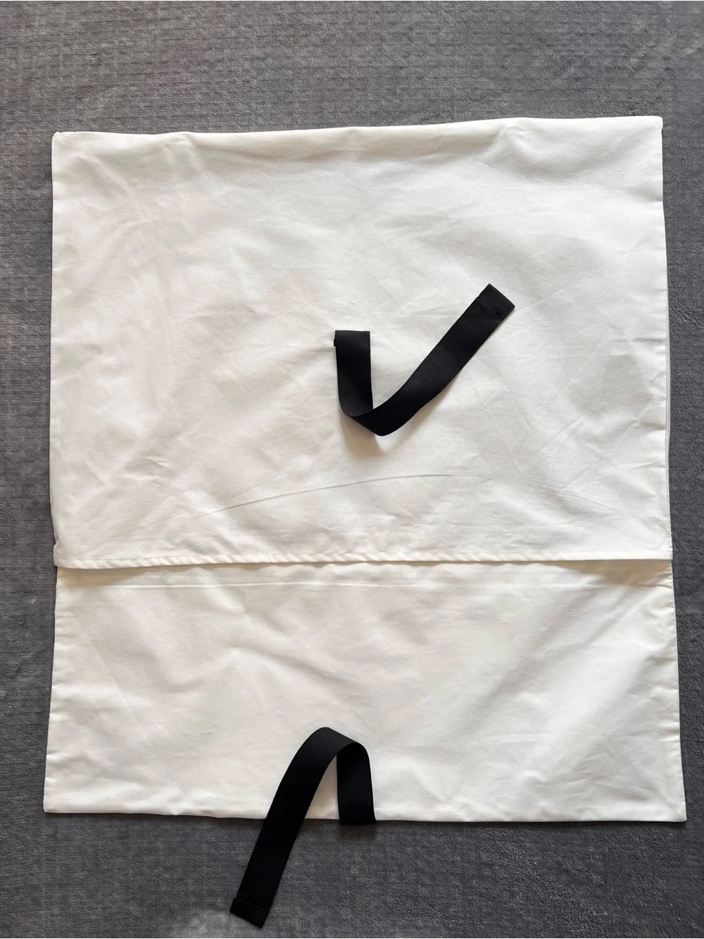 Chanel White Cotton Folder Dust Bag with Black Ribbon Ties Storage Large